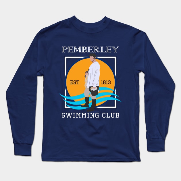 Pemberley Swimming Club Est. 1813 - Pride and Prejudice WHITE Long Sleeve T-Shirt by carpenoctem's